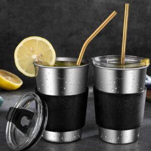 Set of 6 Colorful Reusable Metal Straws – Stainless Steel Drinking Straws with Eco-Friendly Design for Home, Travel &