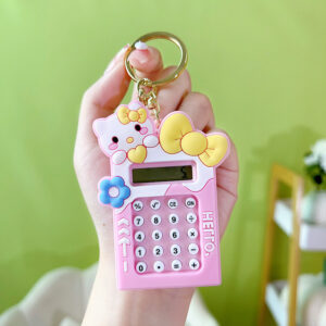 Mini Calculator Keychain – Cute Pink Kawaii Cartoon Portable Calculator | School & Student Supplies, Stationery Gift