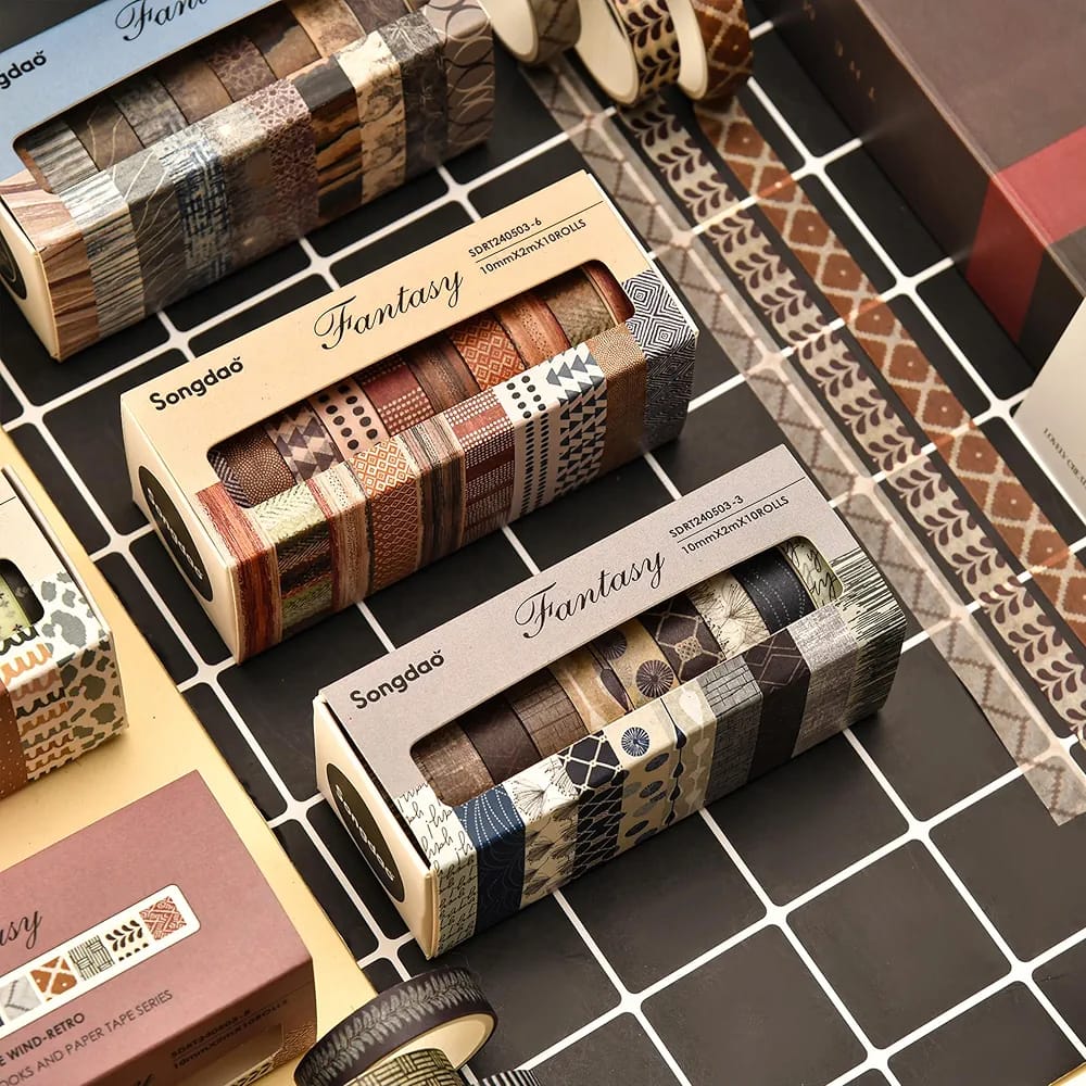 WhatsApp-Image-2025-08-20-at-14.33.02-1 Songdao 10 Rolls Fantasy Washi Tape Set Texture Arts Adhesive Tapes Basic Patterns Decorative Masking Tape Sets for Craf - Image 3