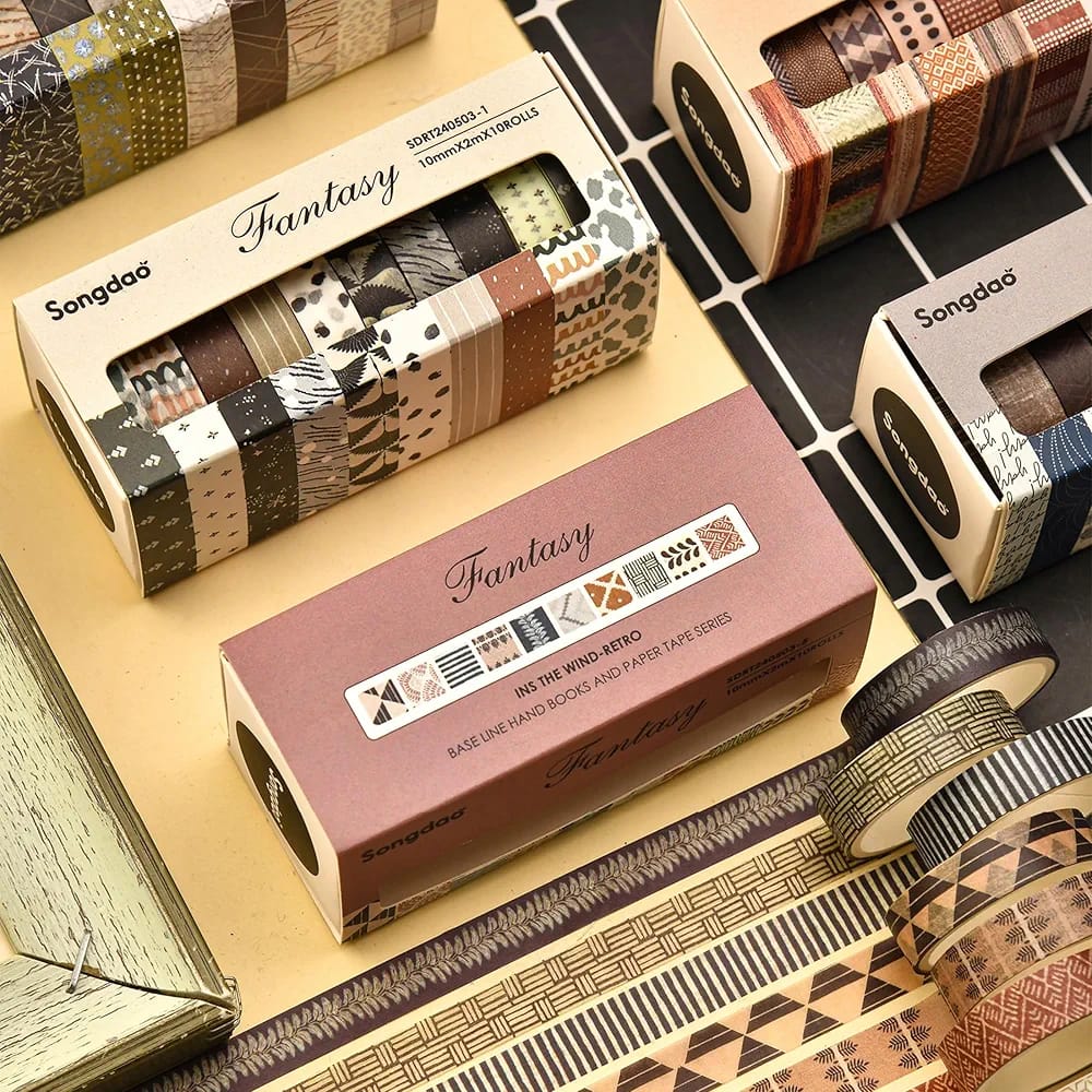 WhatsApp-Image-2025-08-20-at-14.33.02-2-1 Songdao 10 Rolls Fantasy Washi Tape Set Texture Arts Adhesive Tapes Basic Patterns Decorative Masking Tape Sets for Craf - Image 4