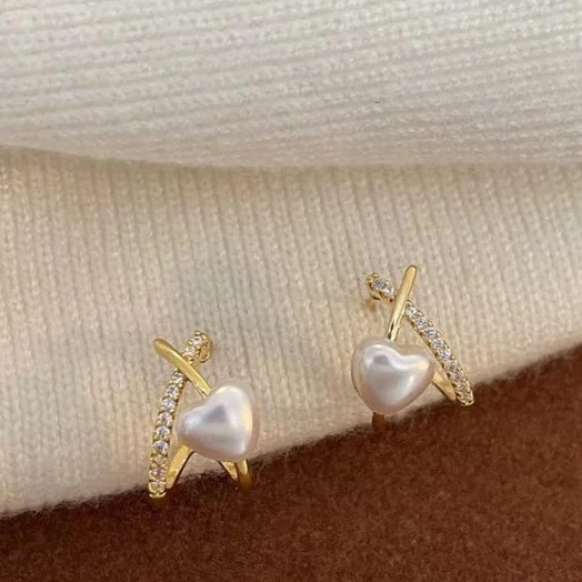 WhatsApp-Image-2025-08-21-at-2.44.32-AM_cleanup-1-1 Stylish Minimalist Pearl Heart Earrings – Gold Hoop with Crystal Detailing - Cross Heart Peal Korean Earrings (PJT-993) - Image 2
