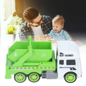 Toy Garbage Truck – Green Recycling Sanitation Vehicle with Real Sliding Action | Inertial Plastic Dumper Truck for Kids