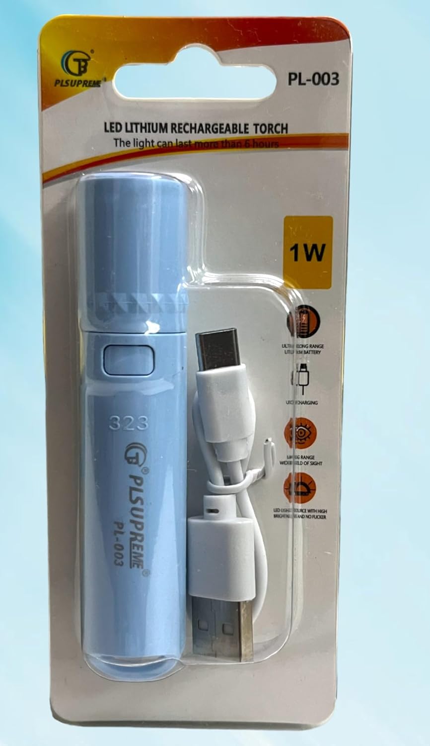 WhatsApp-Image-2025-08-25-at-12.17.12-PM Pl 003 Long Range LED Rechargeable Torch Light – 1000 Lumens, 3 Modes, 500m Beam Distance, 1400mAh Battery with USB Cabl - Image 3