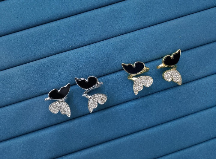 WhatsApp-Image-2025-08-26-at-10.04.26-AM_cleanup Zircon Butterfly Style Earrings for Women – Elegant Golden & Silver Studs with Black Enamel and Sparkling Stones (AW - Image 4