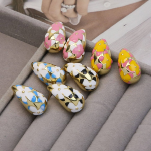 Flower Hollow Drop Earrings – Stylish Women’s Fashion Jewelry in Multiple Colors Pink, Green, Orange, White, Purple, Blu
