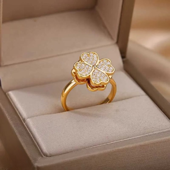 WhatsApp-Image-2025-08-26-at-5.19.51-PM-1_cleanup Clover Zircon Rotating Ring – Silver & Golden, Adjustable Spinner Ring for Women (PWJ-111)