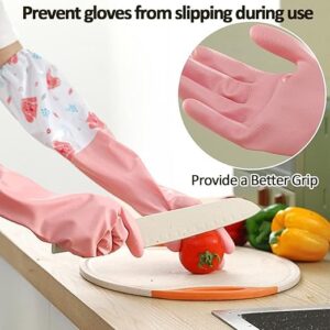 Long Reusable Dishwashing Gloves with Warm Fleece Lining – Extra Long Waterproof Rubber Cleaning Gloves, Anti-Slip, Heat