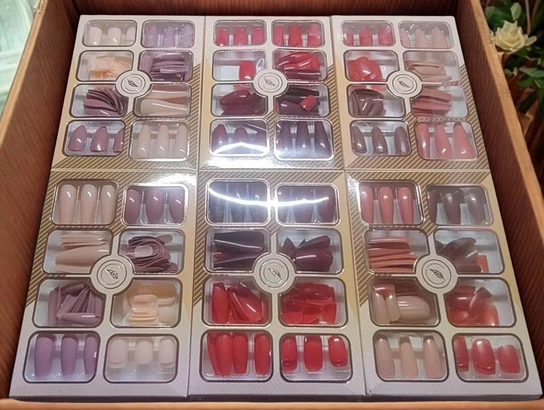 WhatsApp-Image-2025-09-03-at-1.31.02-PM-1 96 Pcs Fake Nails Set – Nude, Red & Multicolor ABS Plastic Nail Tips, Durable & Easy-to-Apply, Smooth Finish for - Image 3