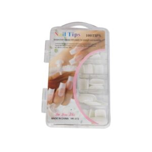 100 Pcs Fake Nails Set – White ABS Plastic Nail Tips, Durable & Easy-to-Apply, Smooth Finish for DIY Nail Art &