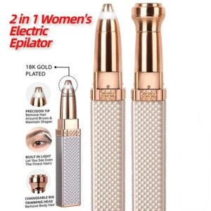 2-in-1 Women's Electric Epilator & Painless Shaver – USB Rechargeable Hair Remover for Face, Body, Bikini & Eyeb