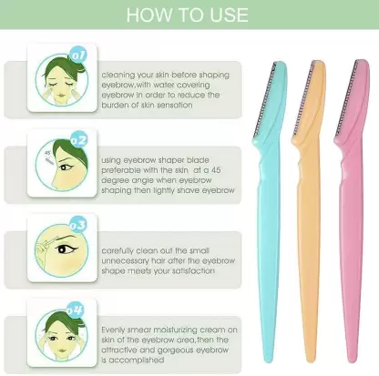 a-3 Tinker Eyebrow and Face Razor Set – Pack of 3 Plastic Razors for Precise and Gentle Hair Removal(Random Color) - Image 5