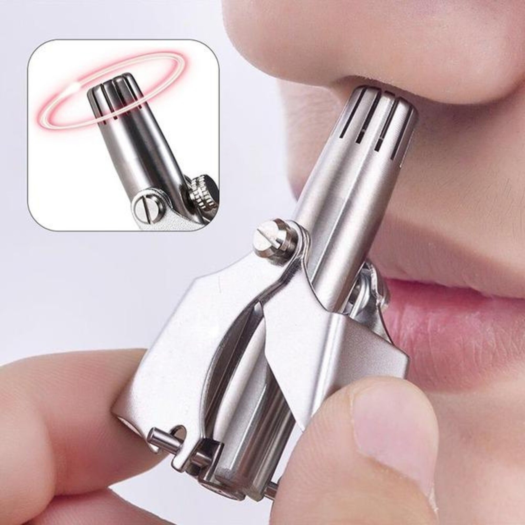 a048e2b005b068204b92d6747e298569 Mini Portable Stainless Steel Nose Hair Trimmer Manual Grooming Tool Safe And Durable For Easy And Comfortable Use - Image 2