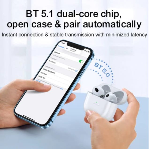 a06b8634b77566216d1f04961a49b7e8 Joyroom AirPods 3 JR‑T03S Plus | Wireless Bluetooth Earbuds | HiFi Sound | Long Battery Life | Free Premium Case - Image 4