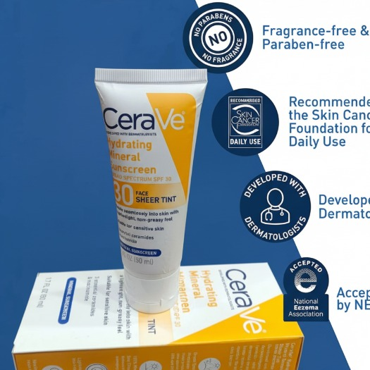 a1e6edba5e036c2f236235ad6db60cb1 CeraVe Hydrating Mineral Sunscreen SPF 50 | Broad Spectrum UV Protection with Hyaluronic Acid & Ceramides – 50ml