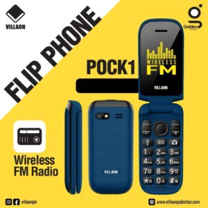 Villaon POCK1 Flip Phone – Compact Clamshell Mobile with Wireless FM Radio, Digital Camera, Dual SIM Support, and Long-L