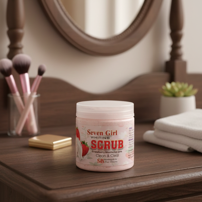a27781843adf737ddba0acd4ea0a4446 Seven Girl Whitening Scrub Strawberry Moisturise Care – Big Size - Image 2