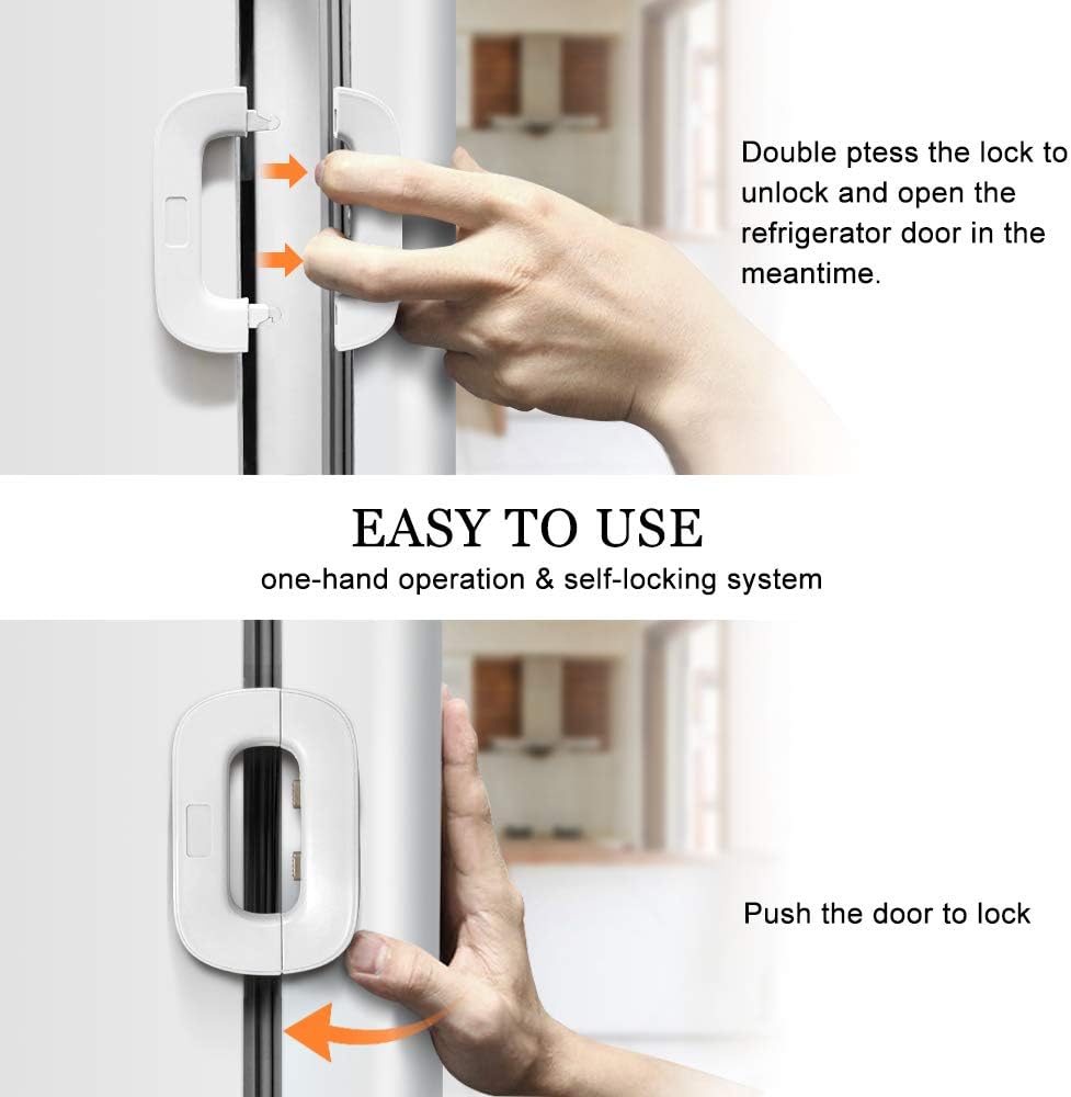 a286fb96ddf8d71e229903d58d11193b Child Safety Refrigerator Lock – Self Adhesive Fridge And Freezer Door Lock With Double Safety Button And Easy One Hand - Image 3