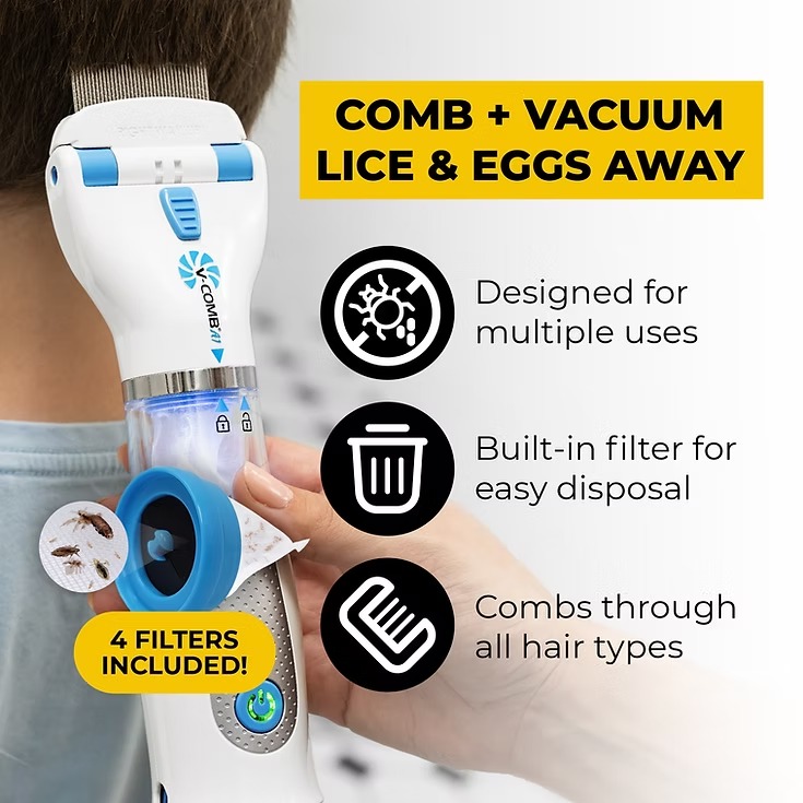 a73a65fea4ab4e825bcf792b38498483 LICETEC V-COMB Electric Head Lice Remover | Chemical-Free Treatment | Vacuum & Comb System to Remove Lice and Nits for A - Image 3