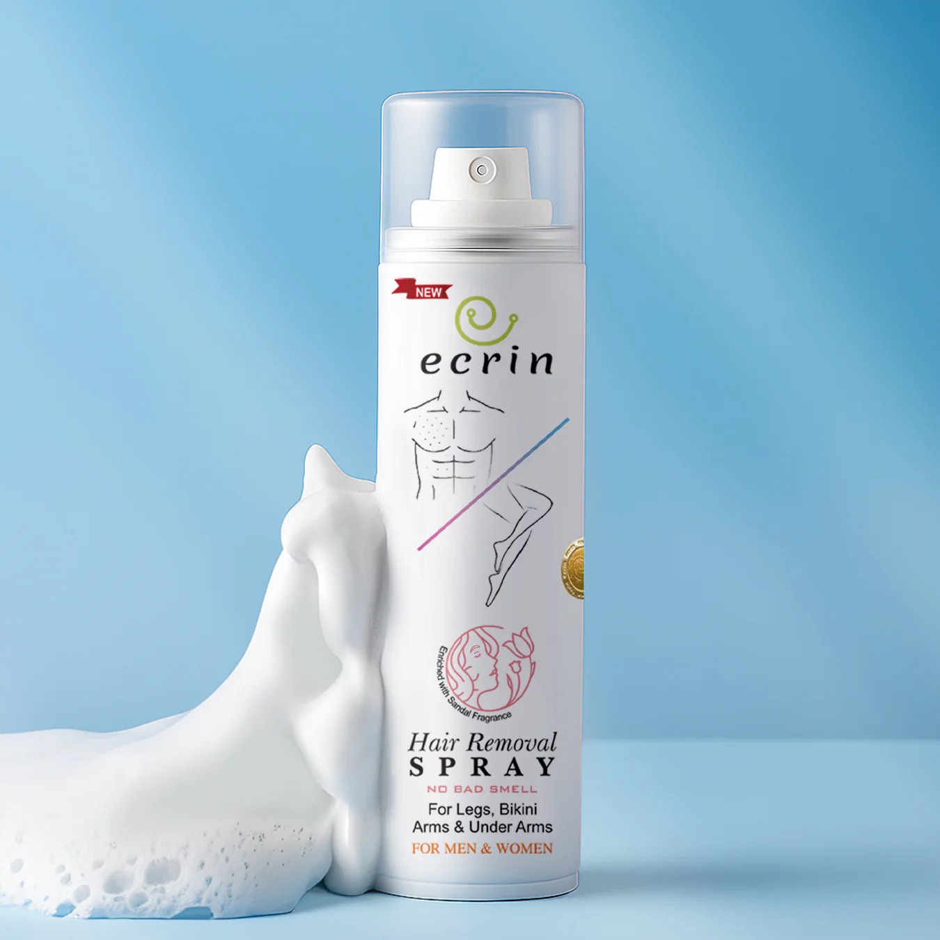 a838f96add14c4f10f8ded261e55ea50 New Ecrin Hair Removal Foaming Spray - Advance Formula with Refreshing Fragrance (200ml) - Image 2