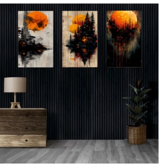 a8c45a87820ee72f61c522aa97ae3c96 Set of 3 Wall paintings | Wall decor | Sticky photo tiles | wooden sticky frames