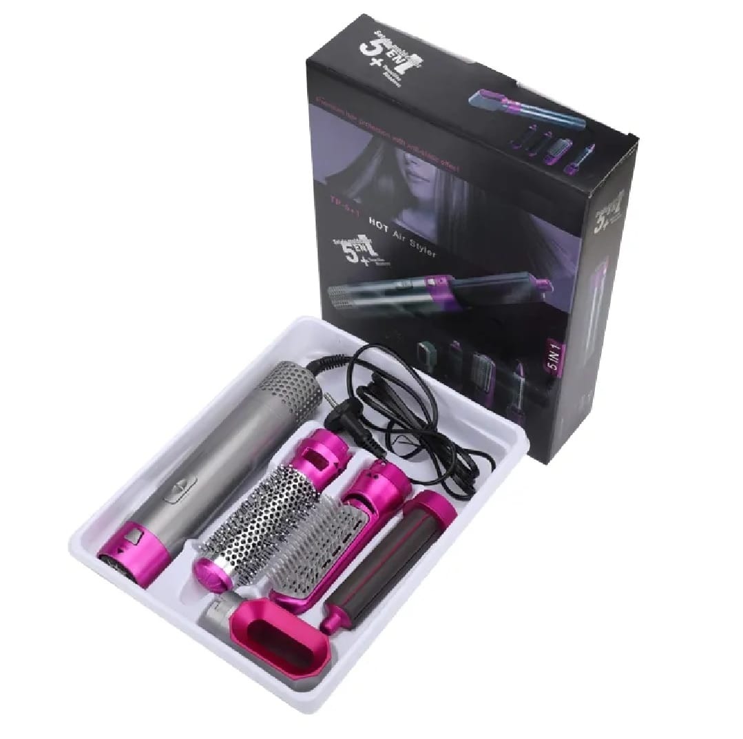 a998f9ebbacaca52d8a10fe2e5db3473 5 In 1 Hair Styler Brush | Hair Dryer, Straightener, Curler & Volumizer | Negative Ionic Air Wrap With Detachable Brush - Image 2