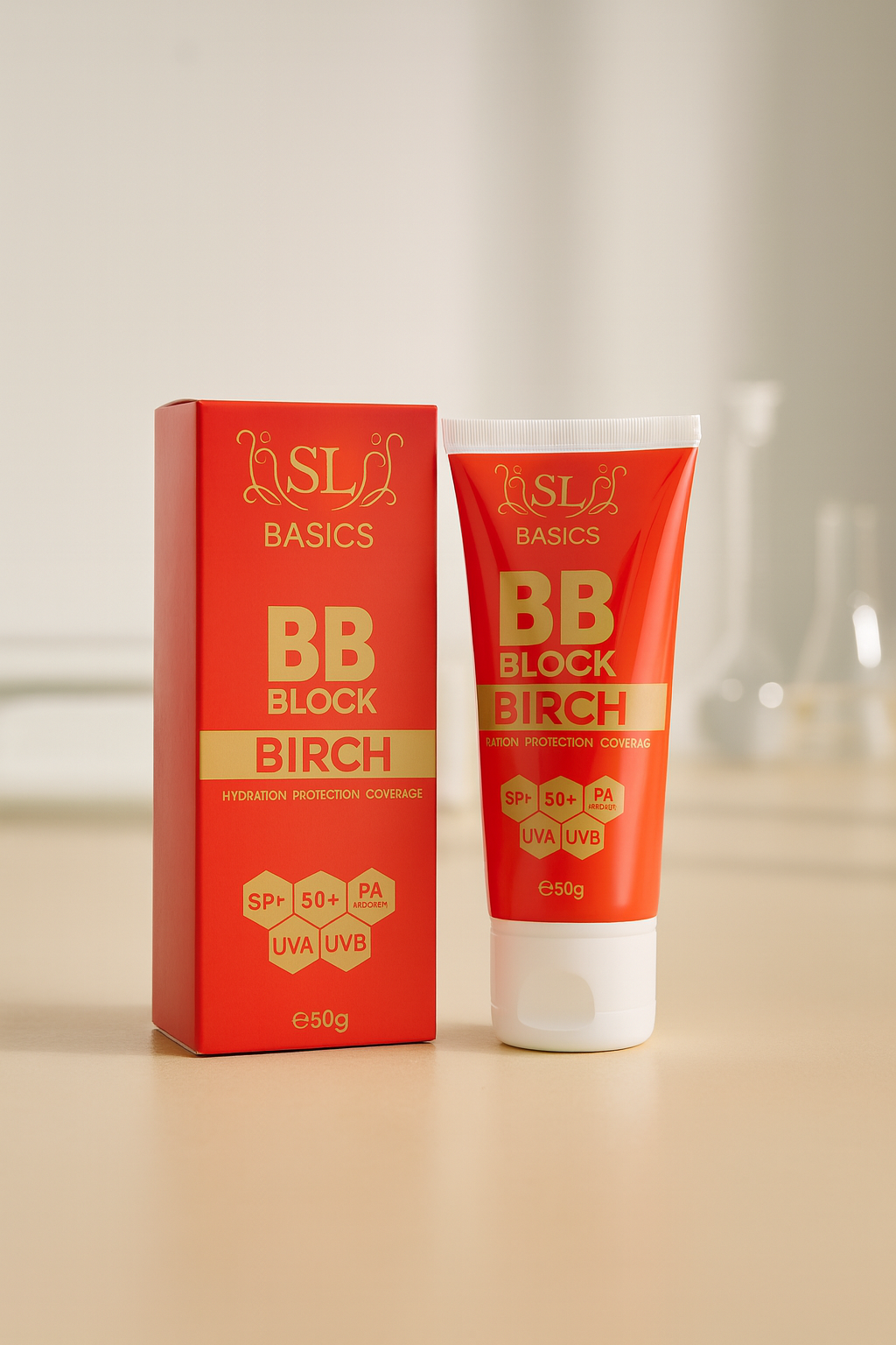 a9da34f1460d9243b0336cc61be2420c SL Basics BB Block SPF 50+ Tinted Sunscreen – Hydrating & Protective BB Cream with Vitamin E & Lotus Extract (50 ml) - Image 4