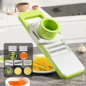 5-in-1 Multi-Functional Vegetable Slicer & Grater – Adjustable Mandoline Cutter with Interchangeable Blades for Kitchen,