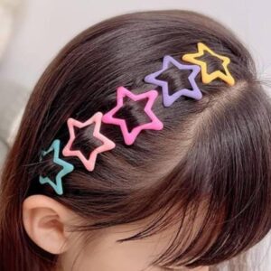 Pack Of 4 Star Shape Hair Clips For Girls – Cute And Colorful Hair Accessories For Kids Styling And Daily Wear (Multicol