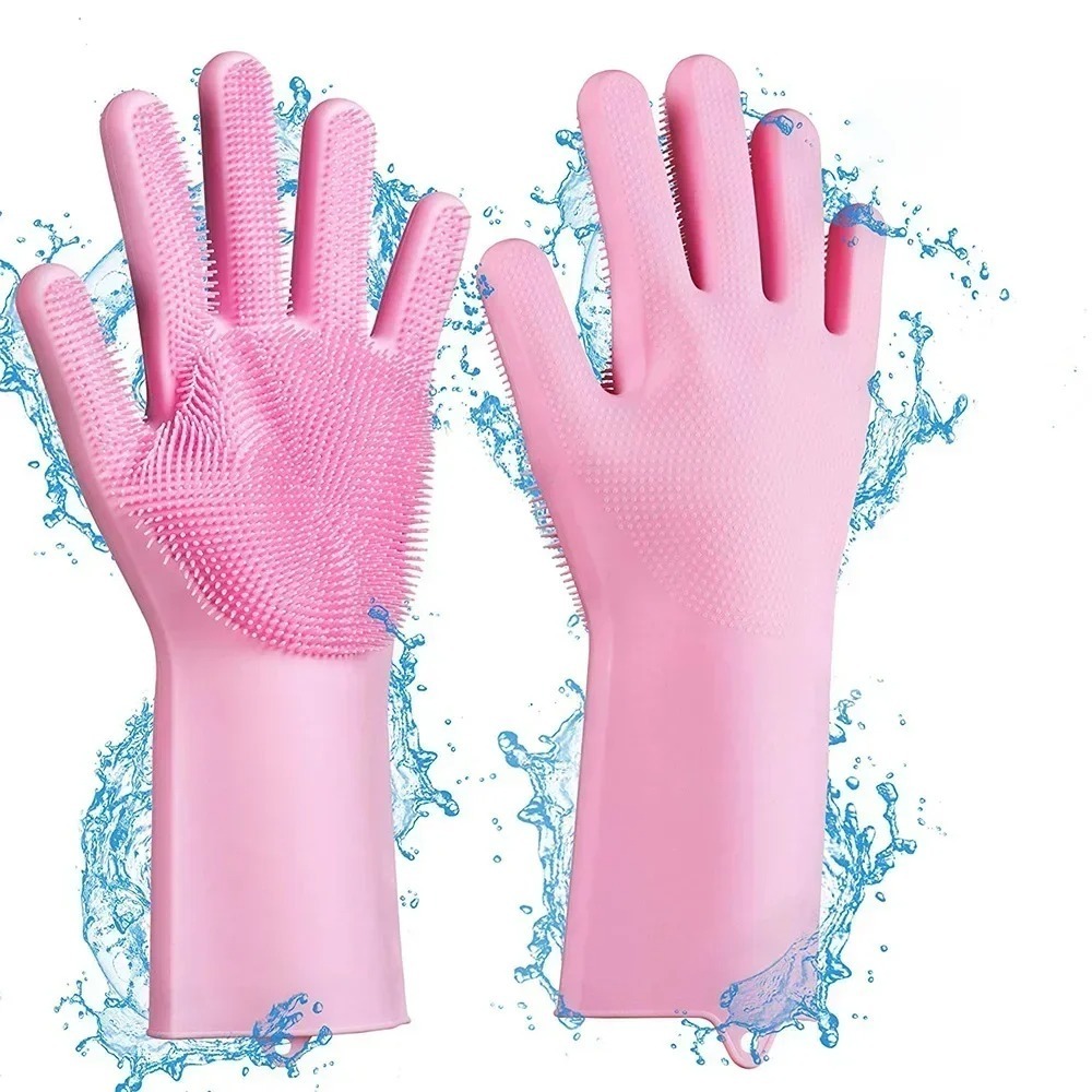 aabdb46c59c9dc317dfc2cc2c532d5b1 Magic Silicone Dish Washing Gloves | Reusable Heat-Resistant Rubber Cleaning Gloves with Built-In Scrubber for Kitchen,