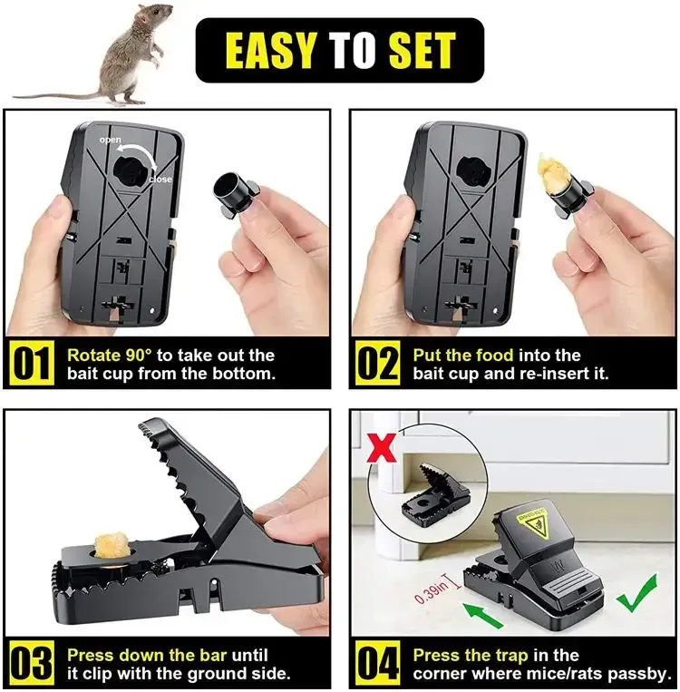 acb6598eb2ef09175e137886338215f6 Durable Mouse Trap Pack Of 3 – Reusable Rodent Catcher For Home, Kitchen, And Office Use With Strong Spring Mechanism An - Image 2