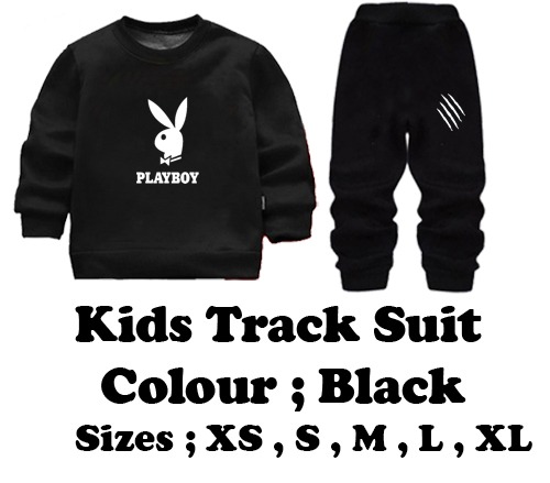 ae2ea9d2035f859d938bc20d0d0c8a6f Kids PLAYBOY Printed Stylish Black & Black Tracksuit Set | Winter Fleece Sweatshirt & Trouser Outfit for Boys & Girls – - Image 4