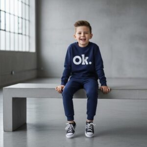 OK Printed Sweatshirt & Pajama Trouser Tracksuit for Kids | Winter Warm Fleece Clothing Set Outfit for Boys & Girls – Co