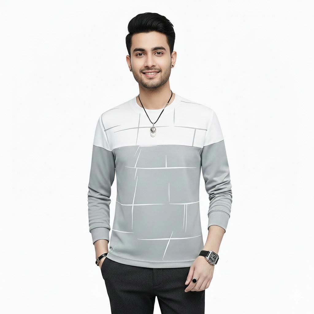 af4f75cf7630ffc1fb27721b4333e4e7 Lining Print T Shirts Full Sleeves Providing Premium Quality With Smart Look Easy Wash And Comfortable Ready To Wear Des - Image 2