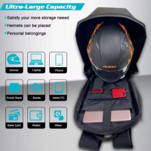 LED Motorcycle Backpack with LED Eye – Night Riding Backpack & Helmet Accessory for Bikers- (power bank not included)