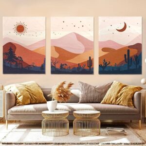 3pcs Moon And Sun Style Stickytiles Frames Providing Celestial Design Artistic Look Modern Appearance And Home Decoratio