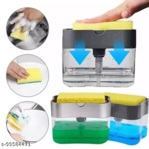 2-in-1 Soap Pump & Sponge Caddy Dispenser | Kitchen Liquid Soap Dispenser with Sponge Holder for Easy Dishwashing withou