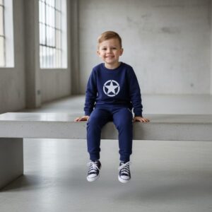 Star Printed Sweatshirt & Pajama Trouser Tracksuit for Kids | Winter Warm Fleece Clothing Set Outfit for Boys & Girls –