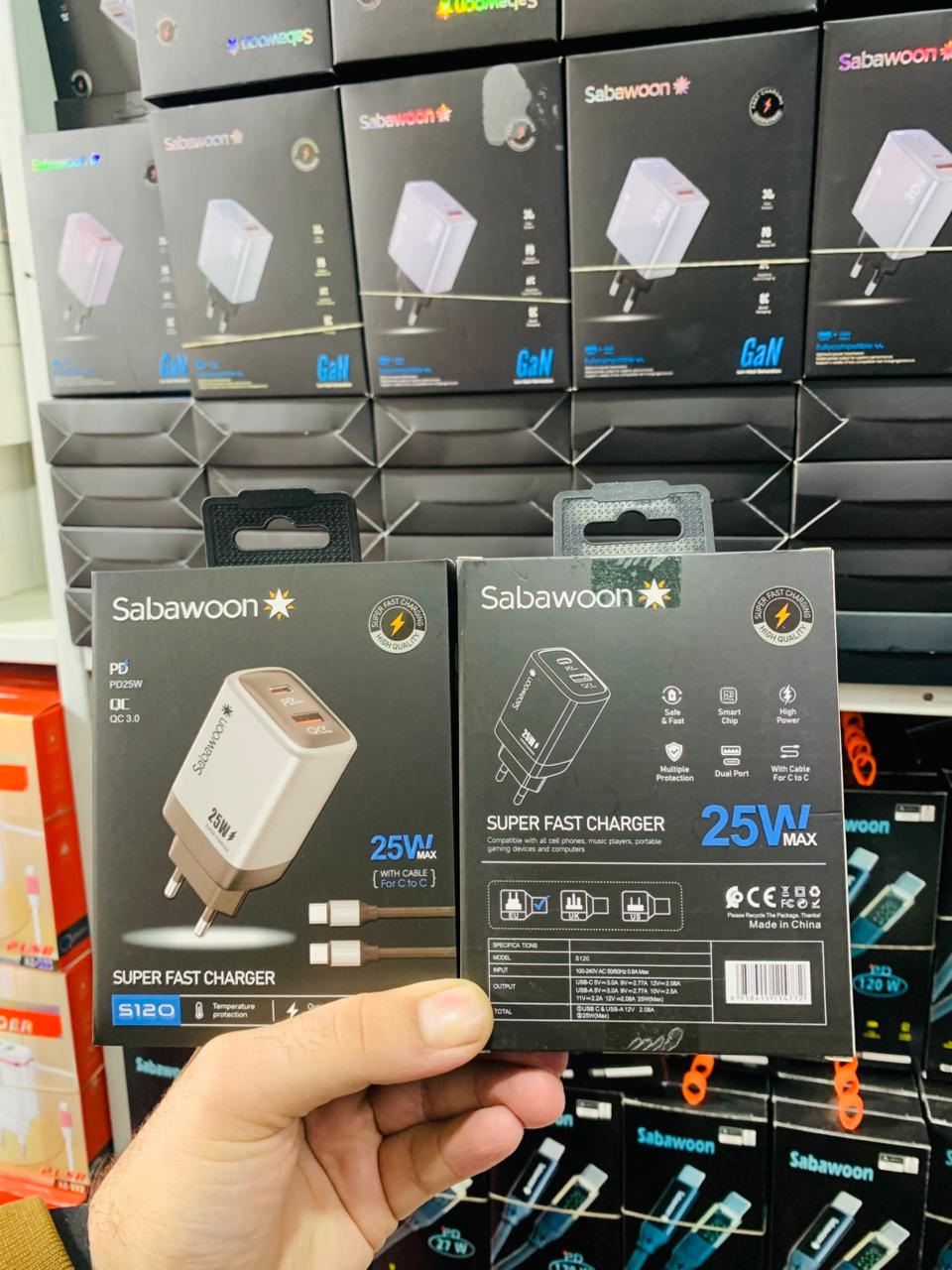 b2adba23e4ae4e6a8728e865e3936d33 Sabawoon S120 25W Fast Charger | All Mobile Options | Type‑C to Type‑C Cable - Image 4