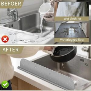 Silicone Sink Splash Guard with Suction Cups | Flexible Water Stopper for Kitchen & Bathroom Sinks | Prevents Splashes &