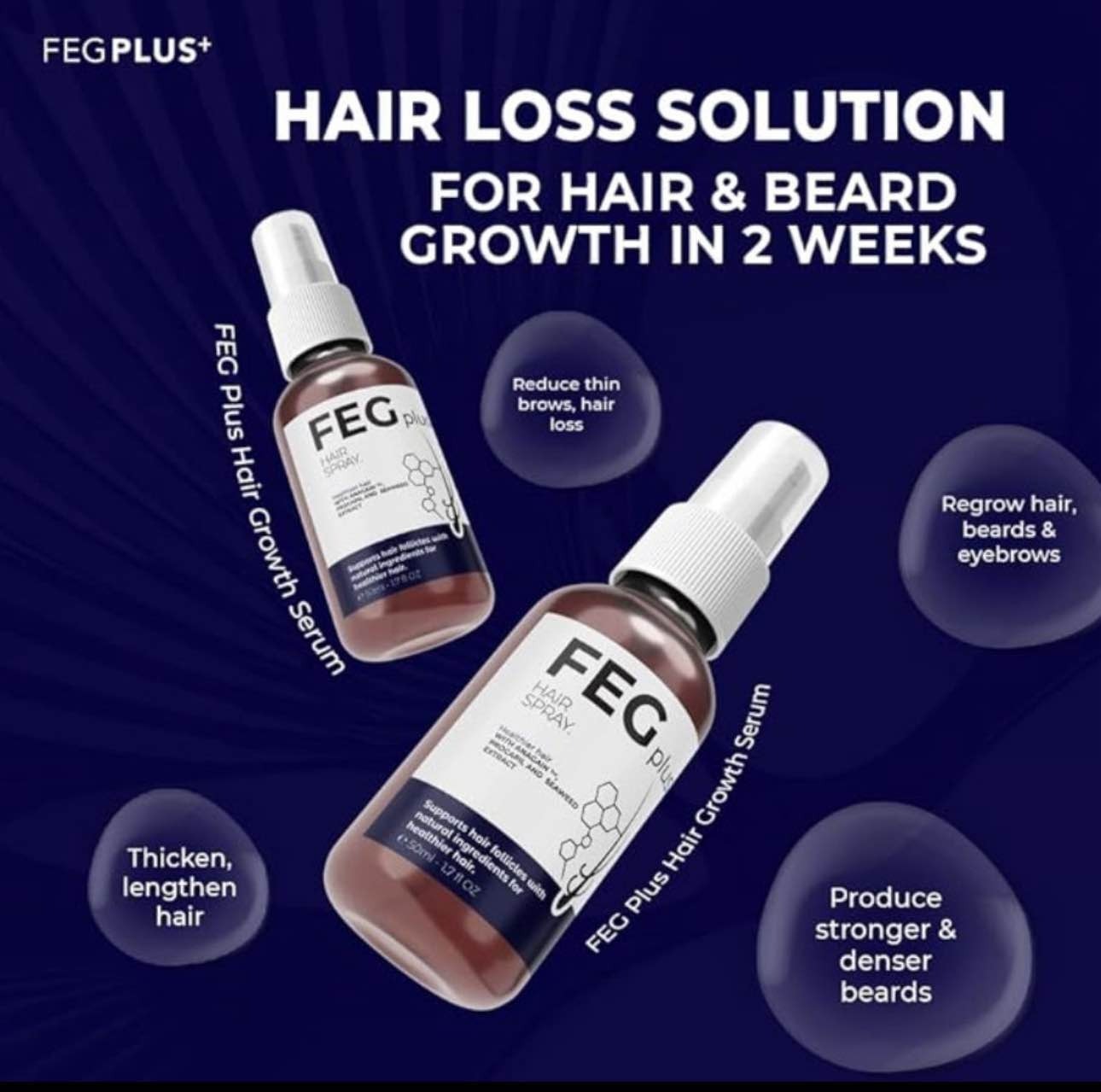 b3046714609c5279a84754b5ad658887 FEG PLUS Hair Growth Serum & Spray – 50ml Advanced Formula for Men & Women, Stronger, Thicker Hair - Image 3