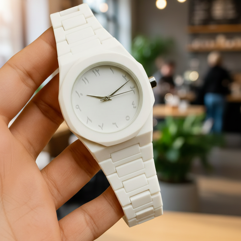 b44b055d781d508eb9a3729585c8578a Full White Aura Watch Stylish Design Compact Build Perfect Choice For Daily Use And Fashion Needs (Without Box) - Image 2