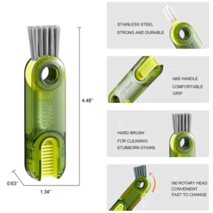 3-in-1 Silicone Cup Brush Set | U-Shaped Bottle Cleaner with Steel Balls & Straw Lid Scrubber | Multi-Functional Kitchen