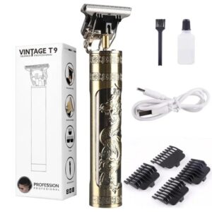 Metal Body Vintage T9 Trimmer & Hair Clipper for Men | USB Rechargeable Professional Hair Cutting Machine | Precision Be