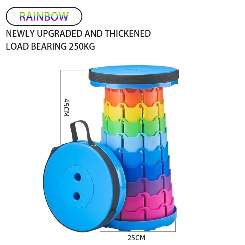 b817cddd34f355fa3cd826b90ca85c6e Portable Rainbow Telescopic Stool – Lightweight Collapsible Folding Seat for Camping, Fishing, Hiking & Outdoor Activiti - Image 4