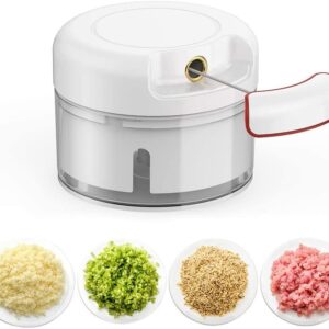Mini Food Chopper – Hand-Powered Meat Grinder, Mincer, Mixer & Blender for Fruits, Vegetables, Nuts, and Meat | Powerful