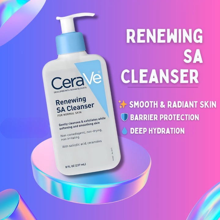 b8b157b4e6e1e7fd73433922ff72e80a CeraVe Renewing SA Cleanser with Salicylic Acid – Exfoliating Face & Body Wash for Rough, Bumpy Skin (237ml) - Image 3