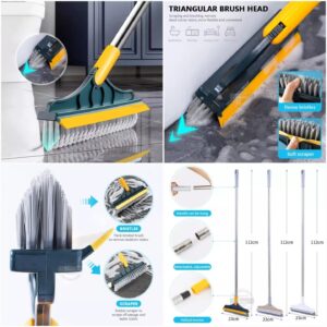 Broom Wiper 2-in-1 Dual Purpose Cleaning Tool – Strong Bristles & Built-In Wiper Blade for Easy Floor Sweeping, Dust Rem
