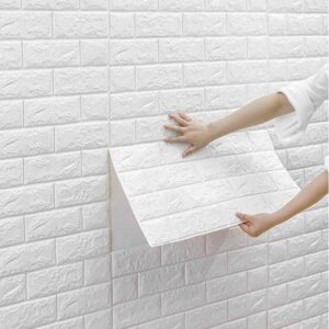 3D Wall Sticker White Brick Sheet | Waterproof Self Adhesive Home Decor Wallpaper For Bedroom And Living Room (Size 70x7