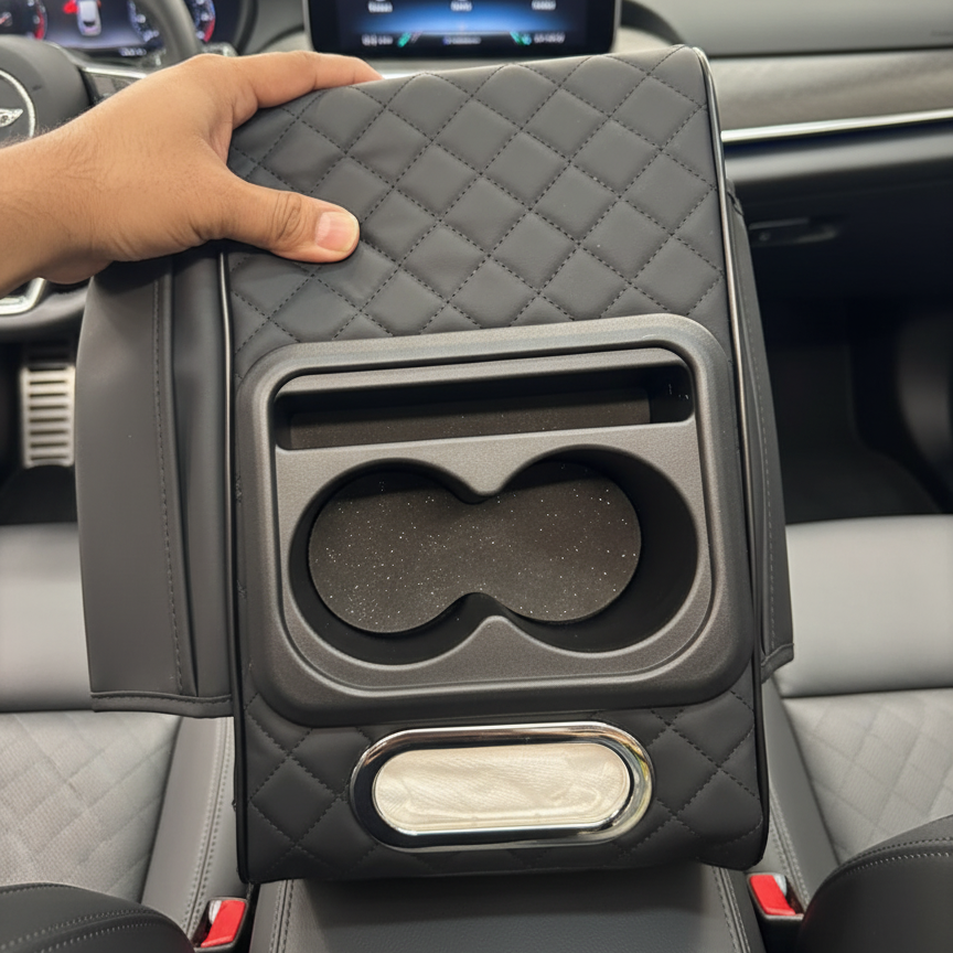 ba2456933d44d44c6398b1bfee05e36f Car Center Console Armrest Cushion With Built-In Cup Holder – Comfortable And Practical Car Accessory For Added Support - Image 2