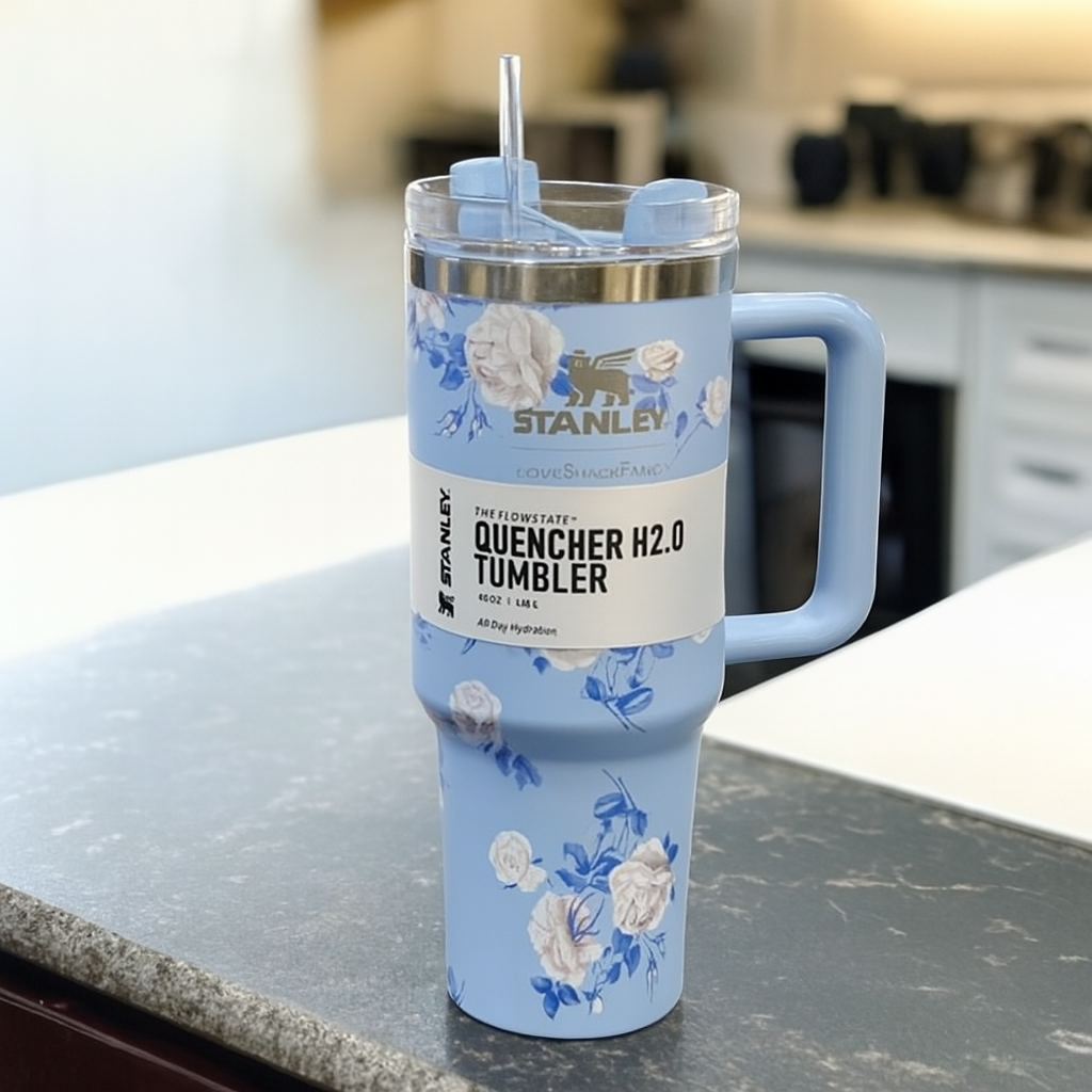 bade77bd15cbd4b30e07a82bc5a63d1f 1200ml Stainless Steel Stanley Tumbler Glossy Marble Shades | Premium Vacuum Insulated Travel Mug | Leakproof Cup For Ho - Image 2